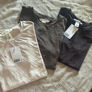 H&M Short Sleeve Tees in Cream, Gray, and Black